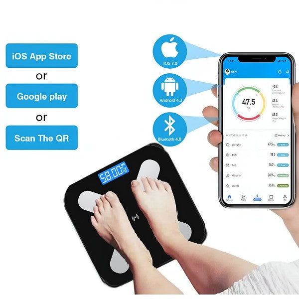 Cantar inteligent de diagnostic corporal RelaxU, incarcare usb, conexiune bluetooth