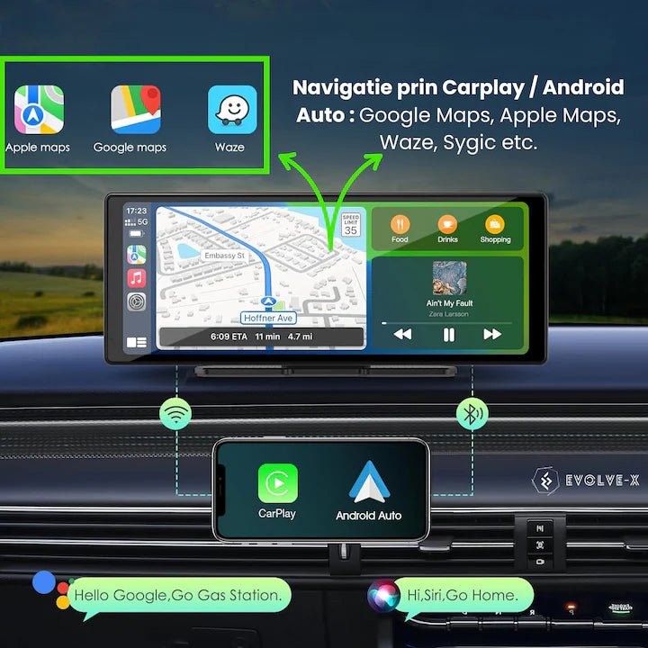 NAVIGAȚIE AUTO CARPLAY / ANDROID AUTO 10.26 INCH cu TOUCHSCREEN, WIRELESS , MIRRORLINK, BLUETOOTH + camera marsarier - RelaxU.ro
