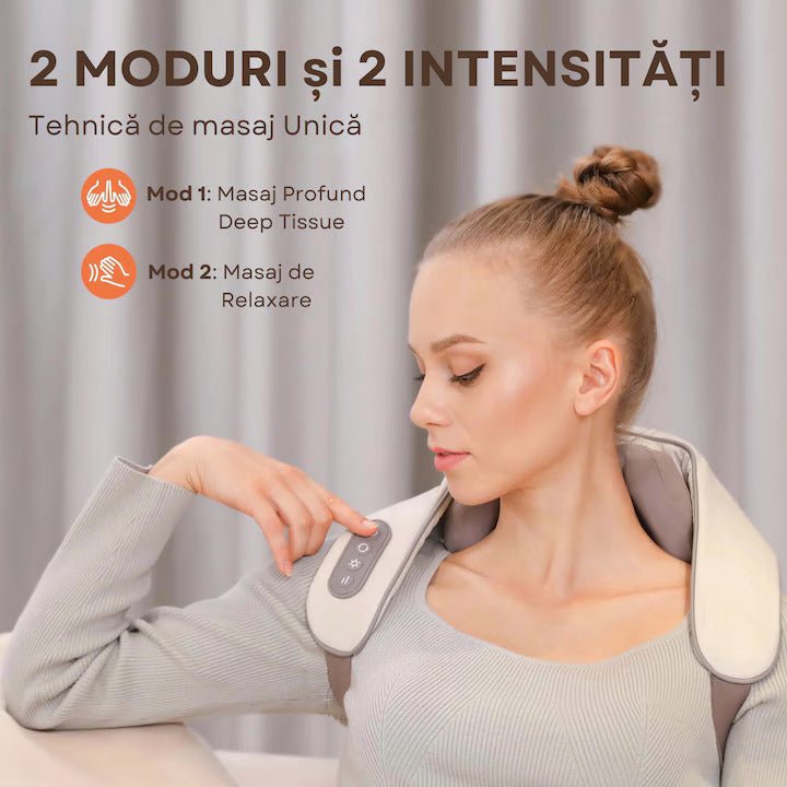 Aparat Masaj Cervical RelaxU® pentru Relaxare Musculara, Functie Incalzire - RelaxU.ro