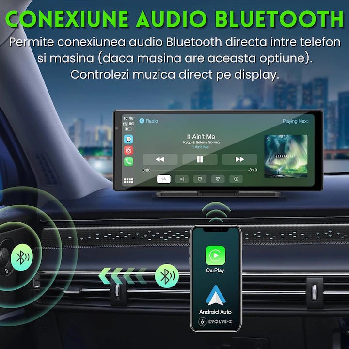 NAVIGAȚIE AUTO CARPLAY / ANDROID AUTO 10.26 INCH cu TOUCHSCREEN, WIRELESS , MIRRORLINK, BLUETOOTH + camera marsarier - RelaxU.ro