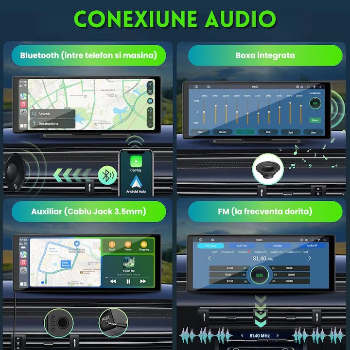 NAVIGAȚIE AUTO CARPLAY / ANDROID AUTO 10.26 INCH cu TOUCHSCREEN, WIRELESS , MIRRORLINK, BLUETOOTH + camera marsarier - RelaxU.ro