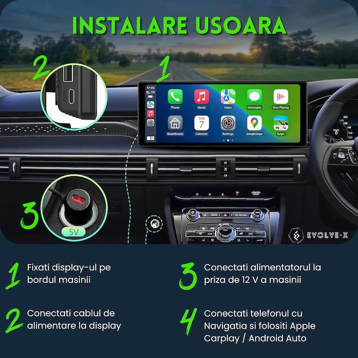 NAVIGAȚIE AUTO CARPLAY / ANDROID AUTO 10.26 INCH cu TOUCHSCREEN, WIRELESS , MIRRORLINK, BLUETOOTH + camera marsarier - RelaxU.ro