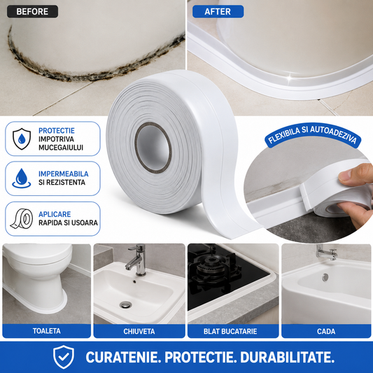 1+1 Gratis 🔥 Bandă de Etanșare Albă – Elimină Mucegaiul