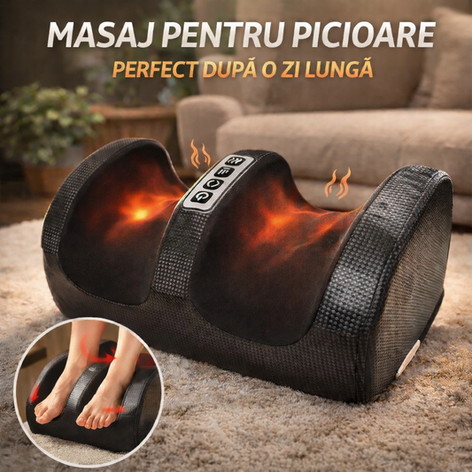 Aparat masaj Shiatsu pentru picioare RelaxU®, functie incalzire, 20 capete de masaj