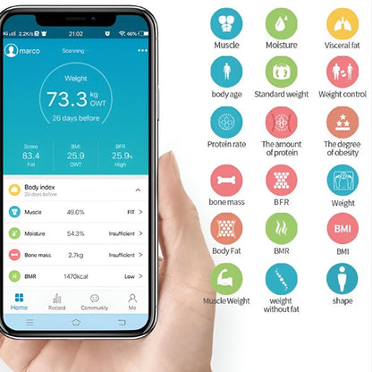 RelaxU интелигентна везна за телесна диагностика, USB зареждане, Bluetooth връзка