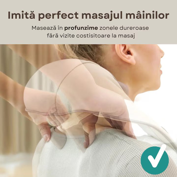 Aparat Masaj Cervical RelaxU® pentru Relaxare Musculara, Functie Incalzire - RelaxU.ro