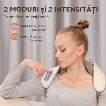 Aparat Masaj Cervical RelaxU® pentru Relaxare Musculara, Functie Incalzire - RelaxU.ro
