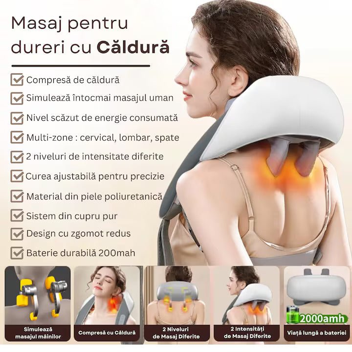Aparat Masaj Cervical RelaxU® pentru Relaxare Musculara, Functie Incalzire - RelaxU.ro
